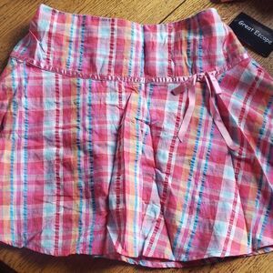 NWT Great Escape JUNIOR Girls  Size 16XL  Fuchsia Orange Blue Plaid Skirt